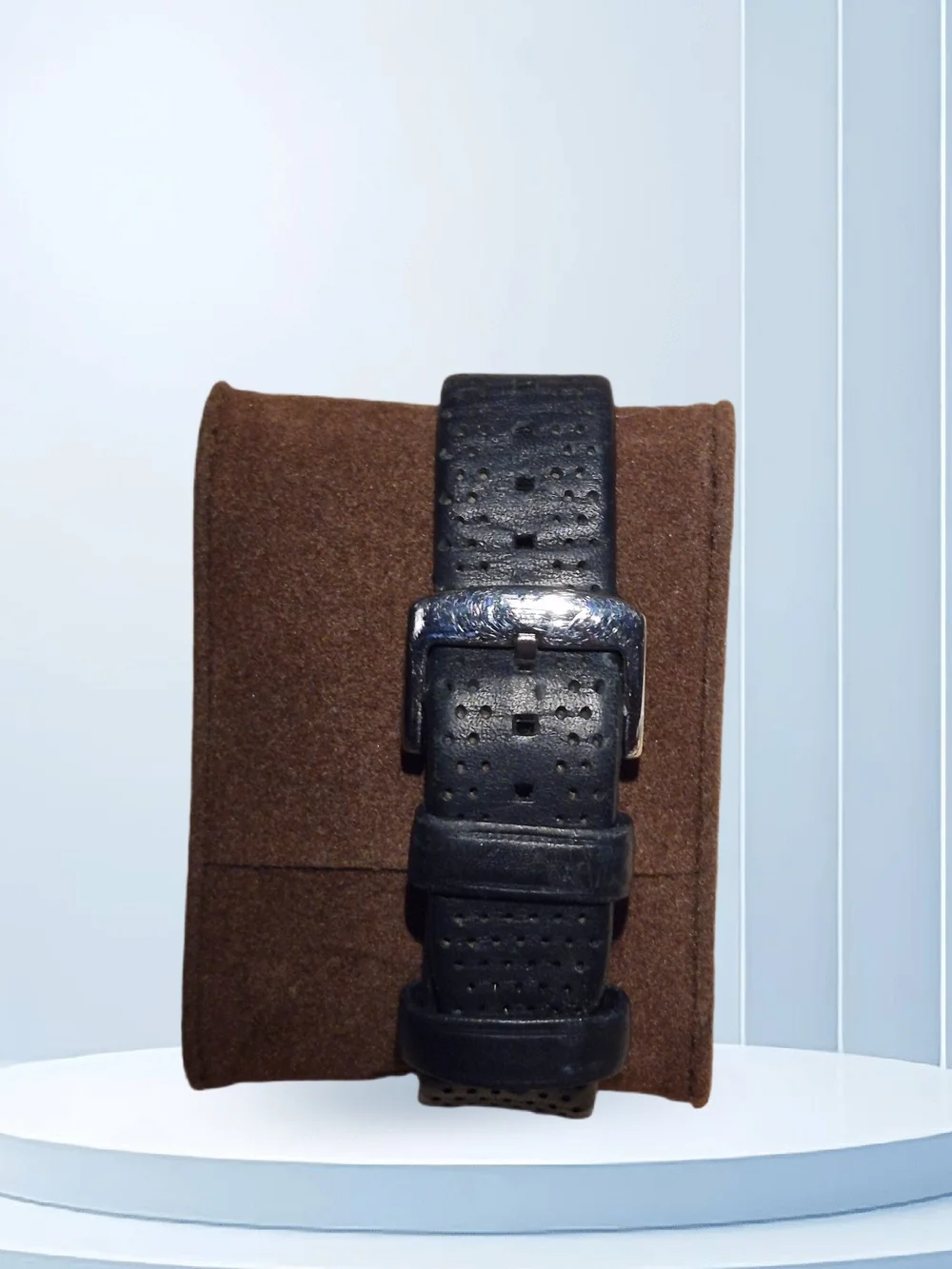 Emporio Armani Men’s Blue Dial Chronograph Watch with Black Leather Strap